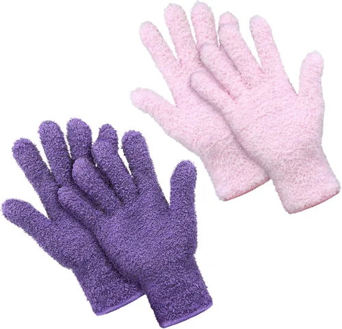 Miniatura 8 de Patelai 2 pares de guantes de microfibra para plantas, guantes de limpieza antipolvo, manoplas para el hogar, autos, persianas (azul, grande)