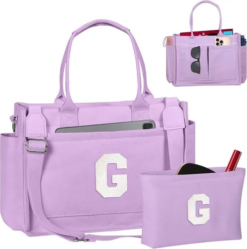 Miniatura 165 de Easter Basket Stuffers, Initial Tote Bag with Makeup Bag, Birthday Gifts for Women, Teen Girl Gifts Trendy Stuff