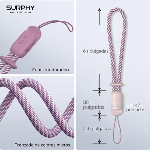 Miniatura 7 de SURPHY Paquete de 3 correas de muñeca para teléfono con lengüeta de sujeción para teléfono celular, correa para teléfono celular, correa para A