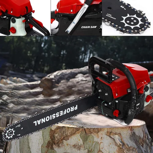 Miniatura 5 de Motosierra de 2 tiempos y 20 pulgadas de 62 cc, motosierras portátiles a gas, sierra para cortar madera de gasolina a mano, sierra de cadena