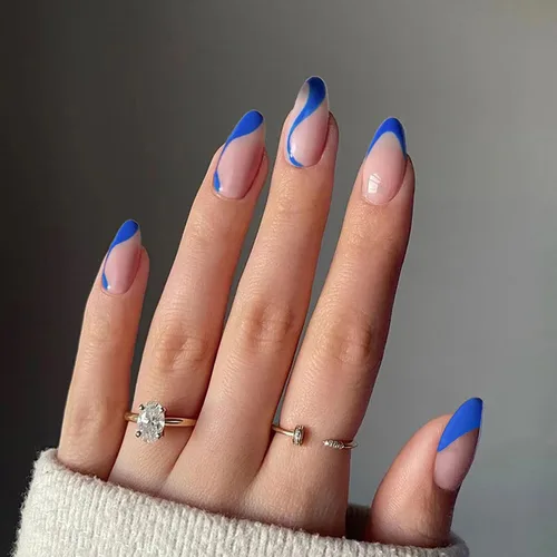 Miniatura 23 de Uñas postizas cortas a presión, uñas postizas de otoño con punta francesa, color marrón, cobertura completa, con diseños de remolinos marrones, uñas