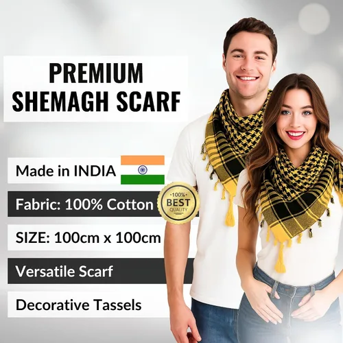 Miniatura 48 de LOVARZI Shemagh Cottons Arab Keffiyeh - Bufanda militar táctica para cabeza y cuello