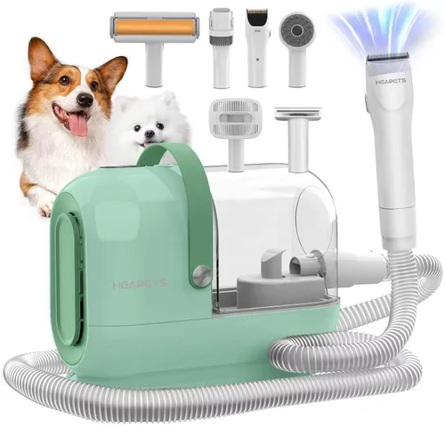 Miniatura 13 de HEAPETS Kit de aseo para mascotas con vacío - Aspiradora de 3L con 7 herramientas, cortapelos eléctrico de bajo ruido y cepillo para la muda