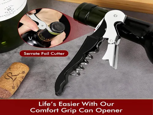 Miniatura 5 de Juego de Sacacorchos Profesional para Camareros, Llave de Vino de Acero Inoxidable Resistente con Bisagras para Camareros de Restaurantes, Sumiller