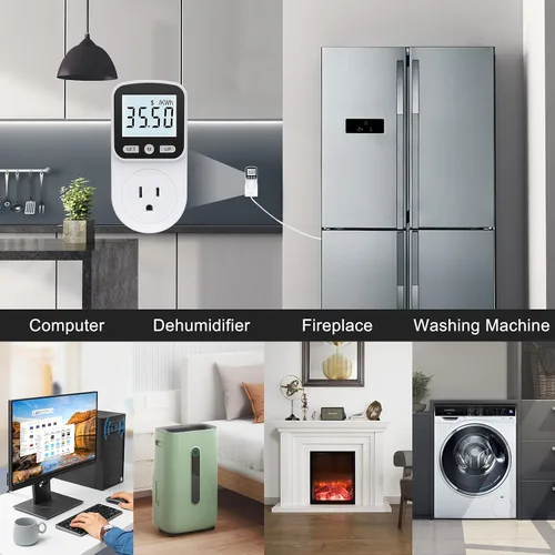 Miniatura 5 de Medidor de vatios mejorado, medidor de potencia, monitor de energía para el hogar, monitor de uso eléctrico, medidor de voltaje de energía