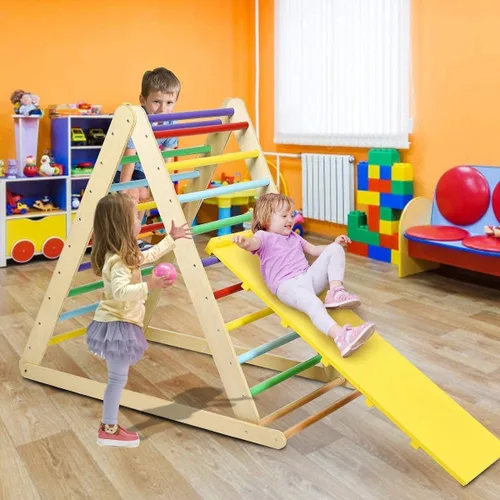 Miniatura 2 de Costzon Juguetes de escalada plegables para niños pequeños, 3 en 1 Montessori escalador triangular de madera para deslizarse y escalar, escaladores