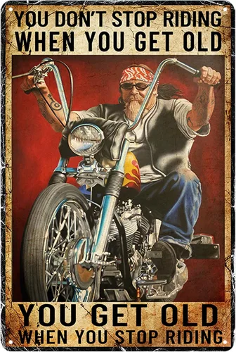 Miniatura 13 de Carteles de motocicleta Ubewair Regalos de motocicleta para hombres Arte de motocicleta de metal Decoración de pared Nunca subestimes a un viejo