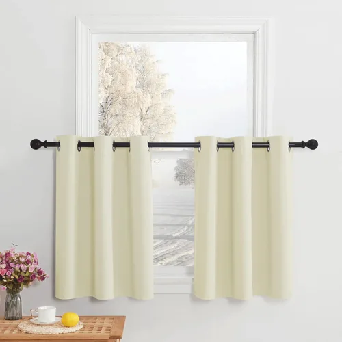 Miniatura 157 de NICETOWN Cortinas opacas de cocina para ventana sobre el fregadero, aislamiento térmico, decoración del hogar, pequeños niveles opacos con ojales