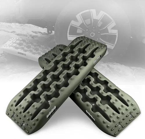 Miniatura 9 de XPV AUTO Tablas de tracción para pistas de recuperación, escalera de neumáticos, alfombrilla 4WD para arena y lodo de nieve todoterreno 4X4 (negro)
