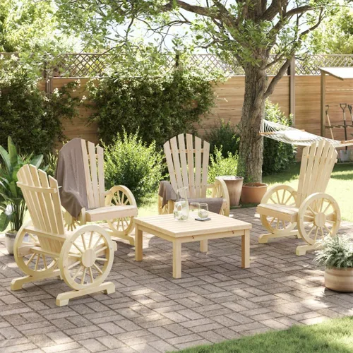 Miniatura 3 de Adirondack - Juego de 4 sillas de madera natural para exteriores, abeto sólido de 24.4 x 24.8 x 39 pulgadas, muebles de patio color marrón barnizado