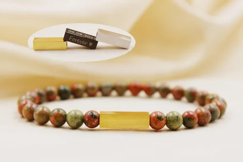 Miniatura 8 de Pulseras de cuentas personalizadas, Pulsera de piedras preciosas de 0.236 in, Pulsera grabada con láser, Pulsera de piedra natural, Pulseras unisex