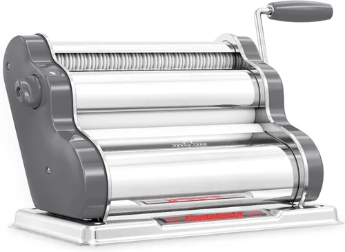 Miniatura 22 de PASTALINDA Máquina para hacer pasta Classic 260, rodillos de 10.2 in de ancho, 9 posiciones de grosor, 2 posiciones de corte, acero inoxidable, Lila