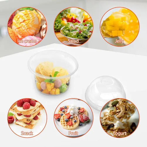 Miniatura 5 de Jnnzzggu 50 vasos de plástico desechables de 8 onzas con tapas de cúpula, taza de postre transparente, mini recipientes de aperitivo de parfait