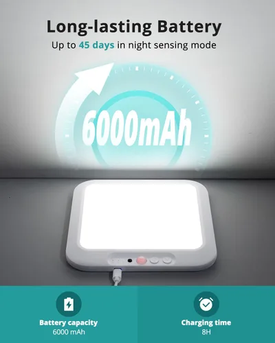 Miniatura 4 de wowatt: lámpara de techo recargable operada por batería, luz de sensor de movimiento para interiores, lámpara de ducha inalámbrica con mando a