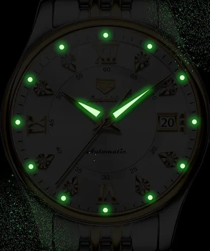 Miniatura 6 de OLEVS Relojes automáticos para mujer, mecánicos, cuerda automática, vestido de lujo, esfera de diamante, correa de acero inoxidable, impermeable