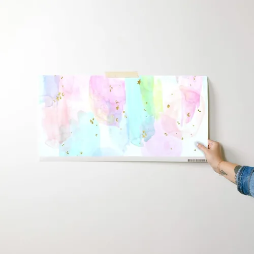 Miniatura 7 de Papel tapiz autoadhesivo para despegar y pegar, diseño de estrellas de acuarela de arcoíris, dorado, algodón, caramelo, pastel, unicornio, papel