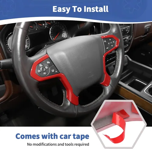 Miniatura 5 de RT-TCZ Para Chevy Silverado - Panel de volante rojo para Chevrolet Silverado/Suburban/Tahoe 2014-2018 para GMC Sierra/Yukon 2014-2018, accesorios