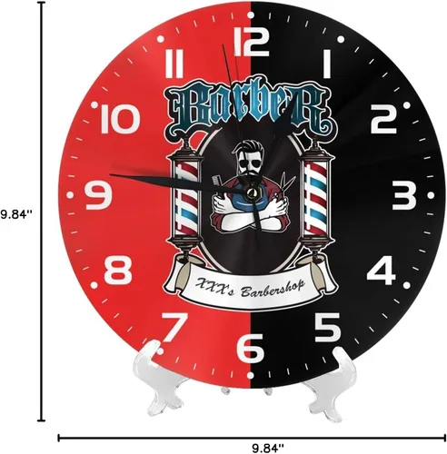 Miniatura 8 de Reloj de pared personalizado para peluquería, añade tu texto, reloj de peluquería rojo personalizado, reloj de pared para salón de belleza, regalo