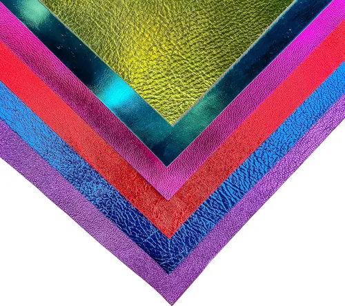Miniatura 5 de Restos de cuero - Hojas de cuero metálico precortadas de 5 x 5 pulgadas (4.7 x 4.7 in) para manualidades y fabricación de joyas