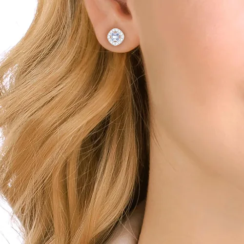 Miniatura 4 de Swarovski Pendientes cuadrados angelicales, chapado en plata