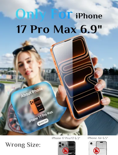 Miniatura 2 de MAGIC JOHN Paquete de 2 protectores de pantalla de vidrio templado para iPhone 17 Pro Max de 6.9 pulgadas, eliminación automática de polvo, sin