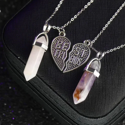 Miniatura 2 de BONJOULRY Collares de amistad de cristal a juego para parejas para mejores amigos con dije magnético de corazón, para mujeres y hombres, delicada