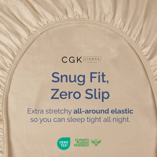Miniatura 2 de Sábana bajera tamaño King dividido, ropa de cama suave con esquinas de 8 a 16 pulgadas de profundidad, transpirable, fresca y sin arrugas, cuidado