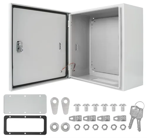 Caja eléctrica de acero laminado en frío de 16 x 16 x 8 pulgadas, caja eléctrica gruesa para interiores y exteriores, con placa de montaje IP66,