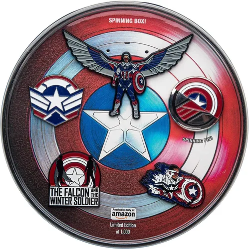 Miniatura 13 de Marvel Studios: The Falcon y The Winter Soldier - Juego de 5 pines de solapa con base de metal y esmalte con caja circular de 6.3 pulgadas