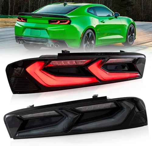Miniatura 14 de VLAND Conjunto de luces traseras para Chevrolet Camaro 6ª generación 2016-2018 (LS, LT, RS, SS, ZL1), Plug-and-play, señal de giro amarilla, ahumada