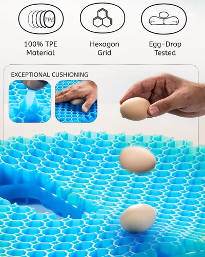 Miniatura 4 de Cojín de gel para asiento de larga duración, cojín de gel para aliviar la presión, suave y transpirable, cojín de silla para silla de oficina, Azul