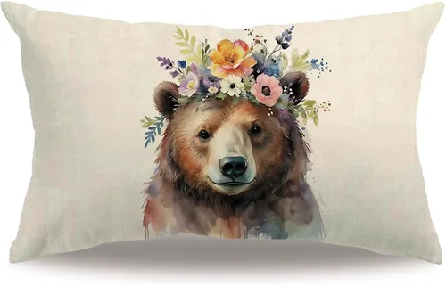 Miniatura 9 de Fundas de almohada con diseño de animales, 18 x 18 pulgadas, diseño de ardillas florales, acuarela, vida silvestre, diseño de flores, temporada