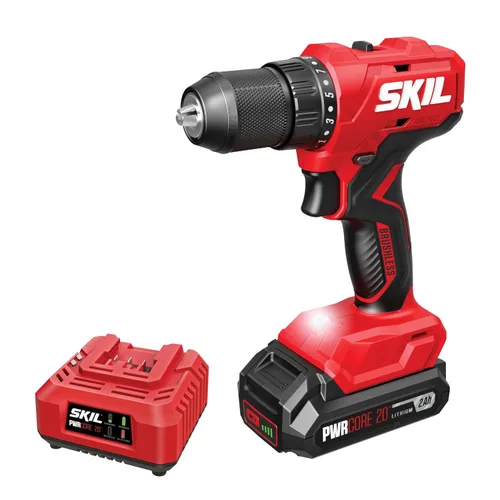 SKIL - Kit de taladro destornillador sin escobillas de 20 V, de 1/2 pulgada, incluye batería de 2.0 Ah y cargador - DL6280B-10