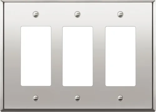 Miniatura 16 de ENERLITES Placa de pared de metal con interruptor decorativo triple, cubierta de tomacorriente de acero inoxidable, resistente a la corrosión, acero