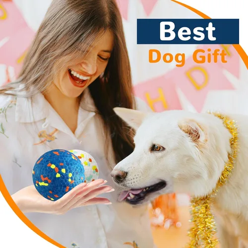 Miniatura 7 de Petcare Paquete de 2 pelotas para perros, juguetes para masticadores agresivos, pelotas de tenis indestructibles para perros medianos y grandes
