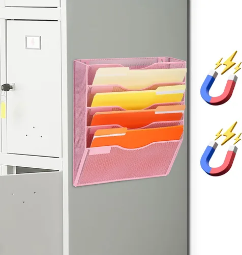 Miniatura 54 de EASEPRES Organizador de archivos de malla de 3 bolsillos para colgar en la pared, carpeta de papel para correo montada en la pared, organizador
