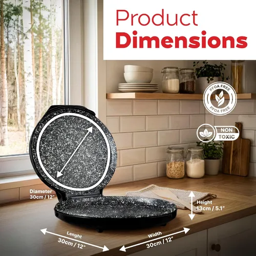 Miniatura 6 de MisterChef Máquina de pizza para encimera, mini horno de pizza de 1450 W, horno para hacer pizza con placa de cerámica antiadherente de 12 pulgadas