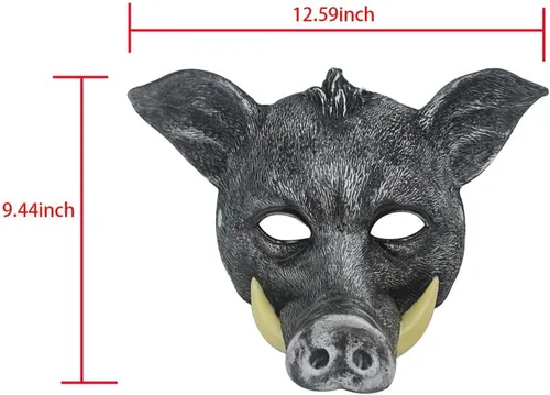 Miniatura 6 de 1 máscara de cerdo de jabalí de terror de Halloween para Halloween, Navidad, mascarada, carnaval, disfraces, fiesta, accesorios Negro