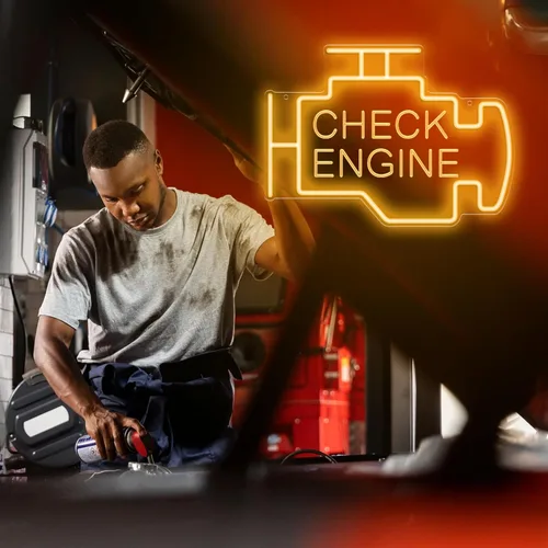 Miniatura 6 de Kavaas Letrero de neón Check Engine, señal LED para decoración de garaje y cuarto de autos Letrero de neón Check Engine para decoración de garaje