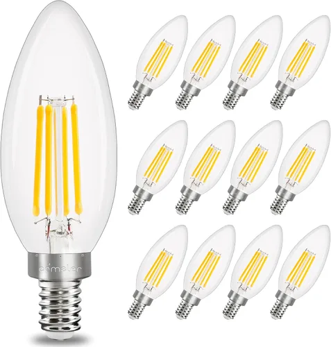 Miniatura 15 de comzler Bombilla LED E12 para candelabro regulable, bombilla de lámpara de araña 2700K blanco cálido, equivalente a 40W, bombillas tipo B