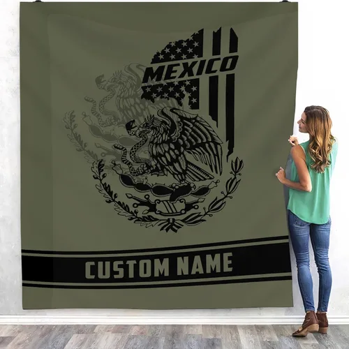 Miniatura 42 de Manta de México con nombre personalizado para hombres y mujeres, manta de bandera personalizable, regalo divertido, felpa mullida, suave microforro