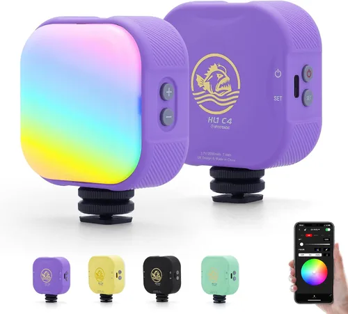 IFOOTAGE Luz de video RGBW, luz de cámara RGB portátil, 2700K-10000K/CRI 95+/120 minutos de duración de la batería/recarga/control de
