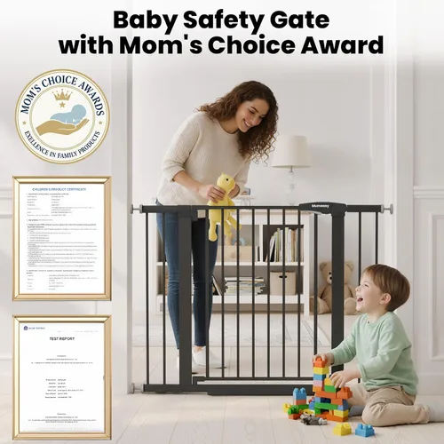 Miniatura 3 de Puerta de bebé para escaleras, puerta de perro de cierre automático de 26 a 40 pulgadas para puertas, puerta infantil montada a presión con puerta