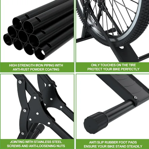 Miniatura 5 de RELIANCER Soporte de almacenamiento ajustable para bicicletas, estante de estacionamiento para bicicletas, soporte de rueda de bicicleta estable