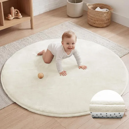 Miniatura 13 de Alfombra de juego para bebé para piso, 47 x 47 pulgadas (beige)