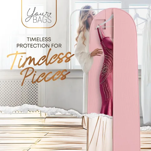 Miniatura 6 de Your Bags Bolsa de vestir y vestido para mujer, 72 x 24 pulgadas y 10 pulgadas, con fuelle cónico (estampado de vestido rosa y blanco)