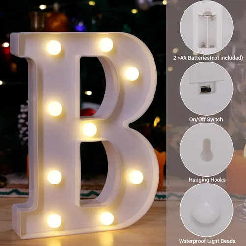 Miniatura 3 de Letrero LED de marquesina, letras iluminadas del alfabeto, letras LED que funcionan con pilas, para luz nocturna, bodas, cumpleaños, fiestas