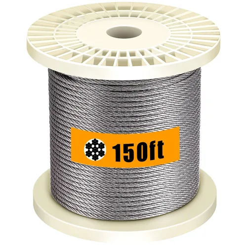 Miniatura 8 de Los kits de barandillas de cable incluyen cable de alambre de acero inoxidable 304 de 1/8 pulgadas x 33 pies, 50 fundas de aluminio para prensar