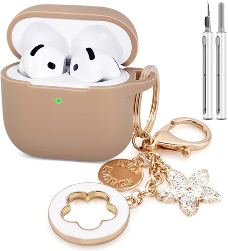 Miniatura 11 de Koujaon Airpods 4 Fundas de silicona protectora para Airpod 4 con llavero brillante para auriculares inalámbricos Apple AirPods de 4ª