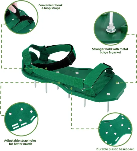 Miniatura 6 de Ohuhu Zapatos Aireadores de Césped para Hierba: Zapatos de Aireación de Instalación Gratuita con Pala de Acero Inoxidable, Sandalias Aireadoras